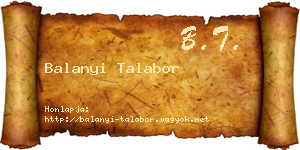 Balanyi Talabor névjegykártya